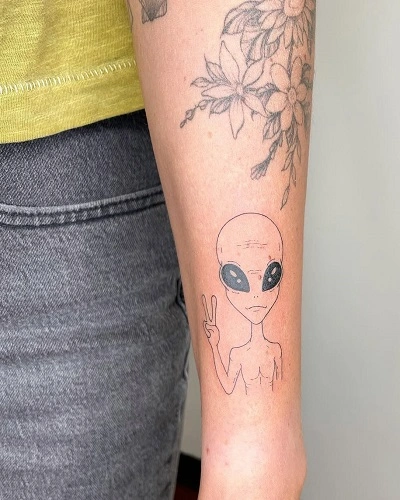 Cute Alien Tattoo for Women