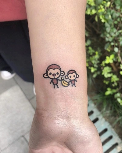 Cute Monkey Tattoos for Women