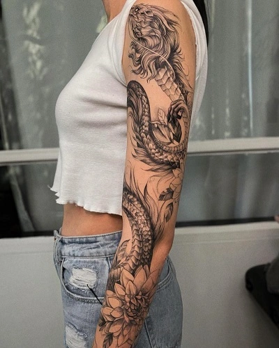 Dragon Sleeve Tattoos for Women