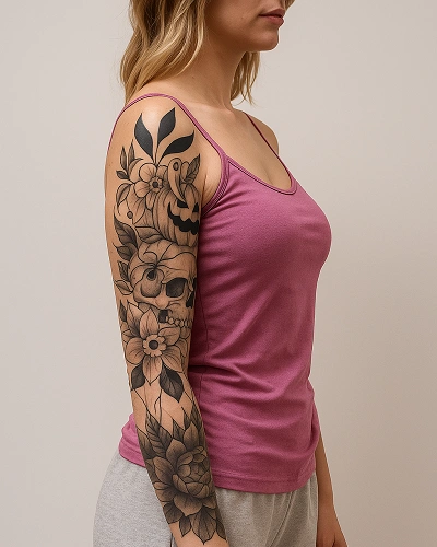 Halloween Tattoo Sleeve Women