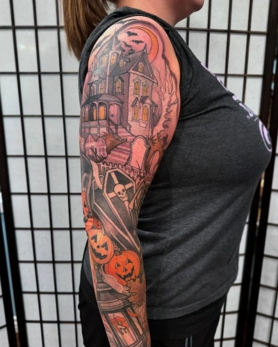 Halloween Tattoo Sleeve Women