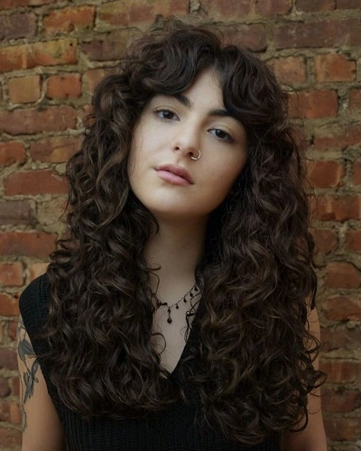 Layered Curls with Center Part