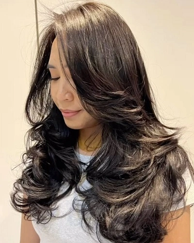 Long Hair with Feathered Layers