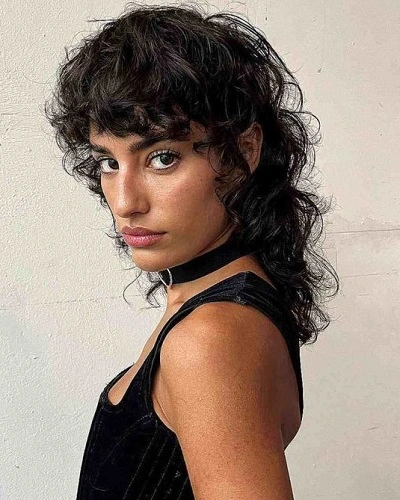 Modern Curly Mullet Woman