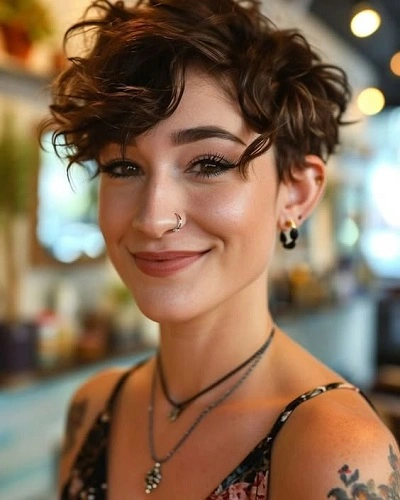Pixie Cut with Long Side Bangs