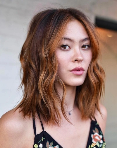 Shoulder Length Lob with Side Part