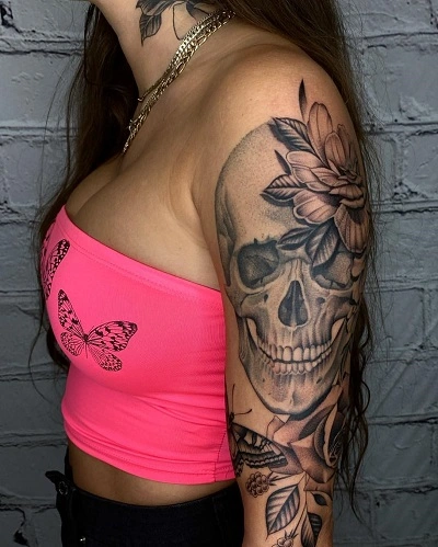 Skull Sleeve Tattoos for Women