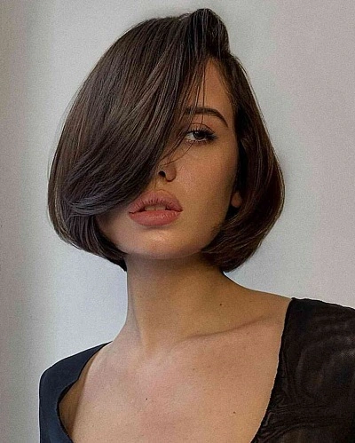 Sleek Bob with Deep Side Part