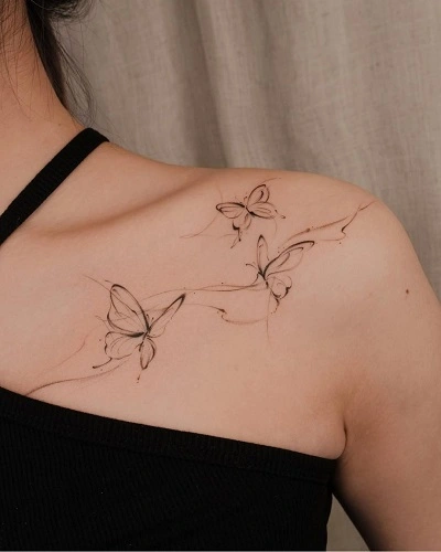 Butterfly Shoulder Tattoos for Females 