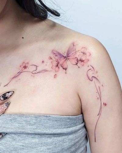 Cherry Blossom Shoulder Tattoo Female