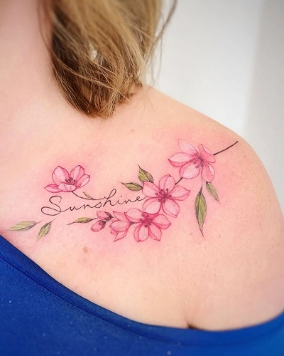 Cherry Blossom Shoulder Tattoo Female