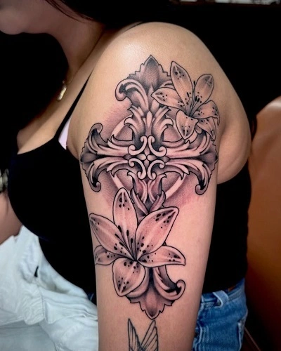 Cross Tattoos for Women on Shoulder