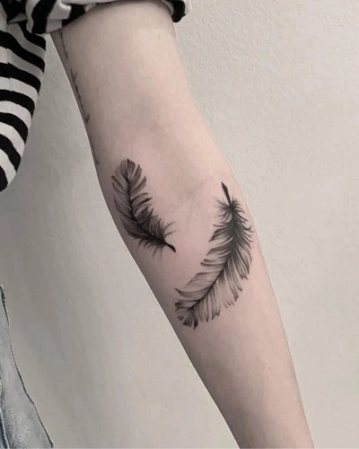 Feather Forearm Tattoos for Women