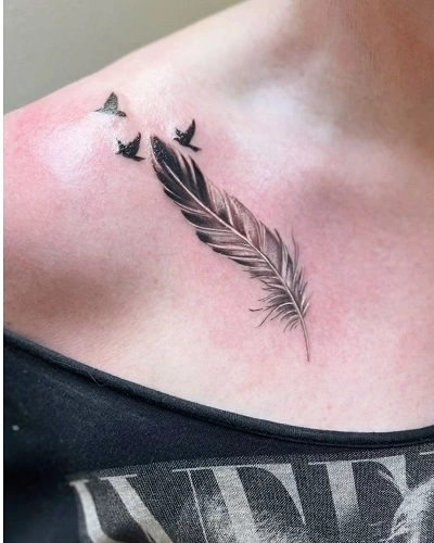 Feather Shoulder Tattoos for Women