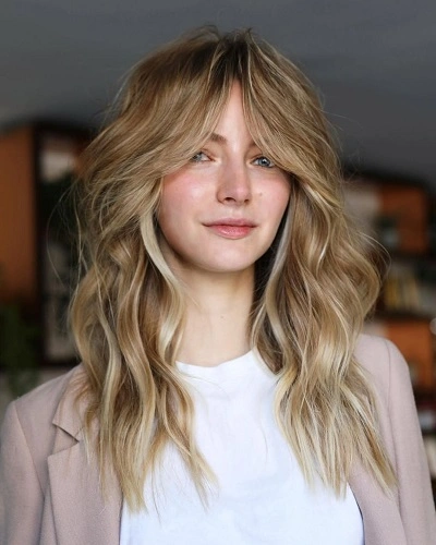 Layered Cut with Curtain Bangs