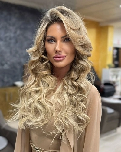 Long Layered Cut with Side-Swept Bangs