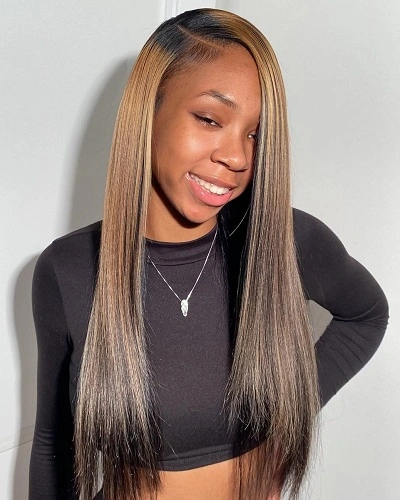 Loose Straight Hair with Side Part