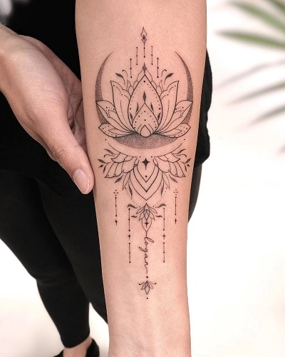 Lotus Forearm Tattoos for Women
