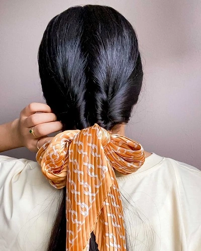 Low Ponytail with Hair Wrap