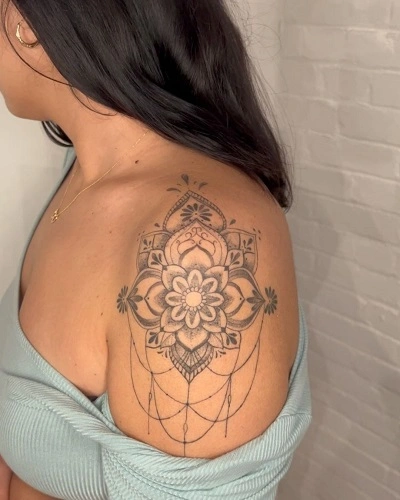 Mandala Shoulder Tattoos for Women 