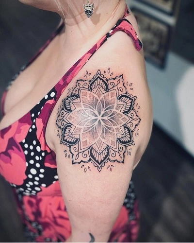 Mandala Shoulder Tattoos for Women