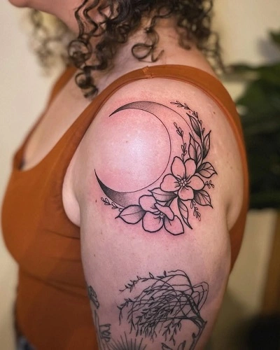 Moon Shoulder Tattoos for Women