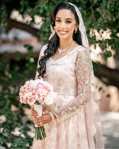Open Straight Hair with Dupatta Drape