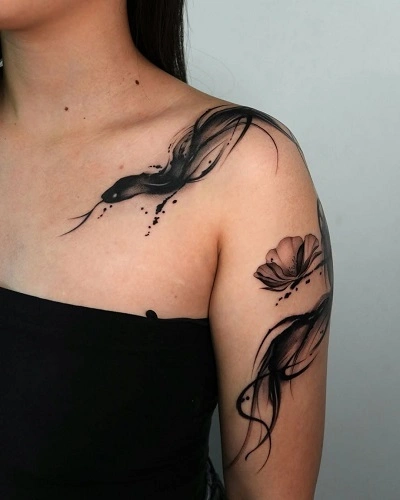 Snake Shoulder Tattoos Female