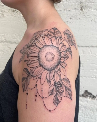 Sunflower Shoulder Tattoos for Women