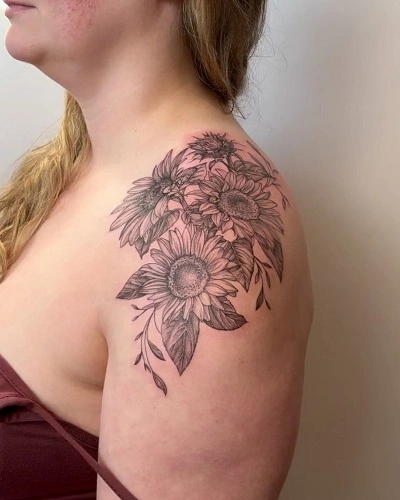 Sunflower Shoulder Tattoos for Women