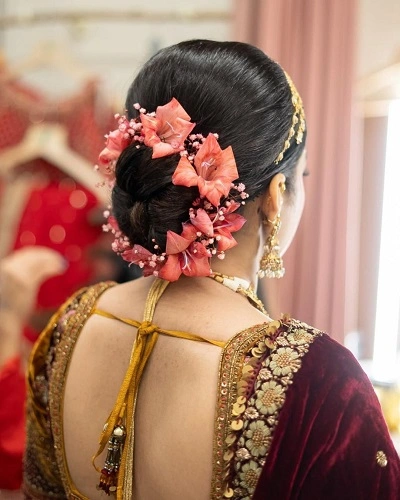 Twisted Bun with Fresh Flowers
