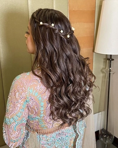 Waterfall Braid with Soft Curls