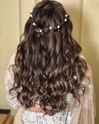 Waterfall Braid with Soft Curls