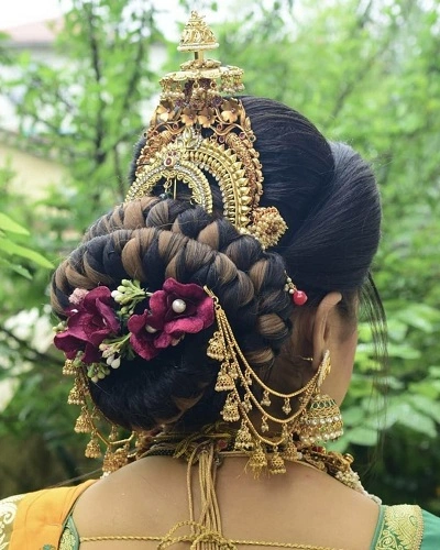 Double Braided Bun with Flowers
