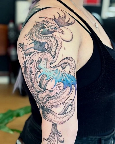 Celestial Dragon Tattoo for Women