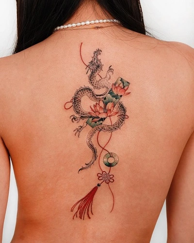 Dragon and Lotus Tattoo for Women