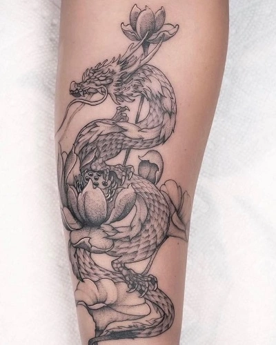 Dragon and Lotus Tattoo for Women