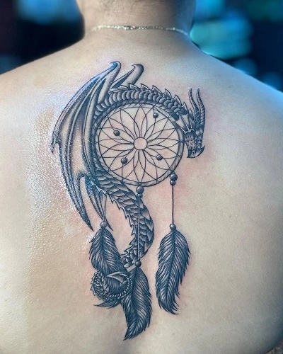 Dreamcatcher Dragon Tattoo for Women