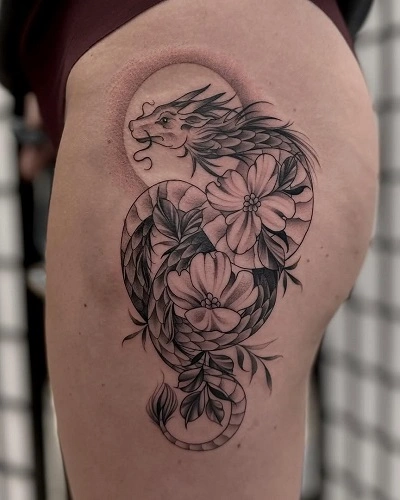 Floral Dragon Tattoo for Women