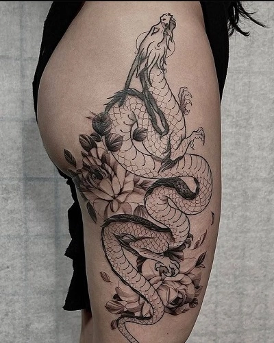 Floral Dragon Tattoo for Women