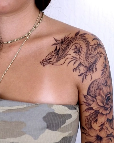 Floral Dragon Tattoo for Women