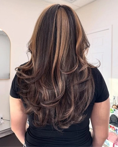Layered U Cut with Highlights