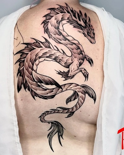 Tribal Water Dragon Tattoo for Women