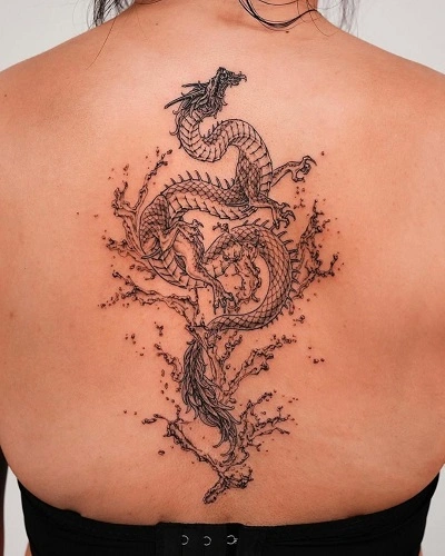Tribal Water Dragon Tattoo for Women