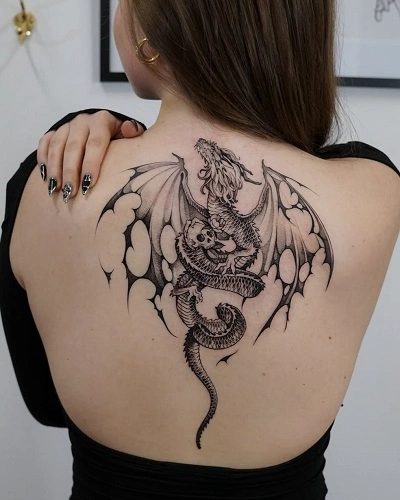 Winged Dragon Tattoo for Women