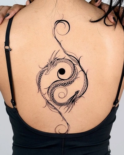 Yin Yang Dragon Tattoo for Women