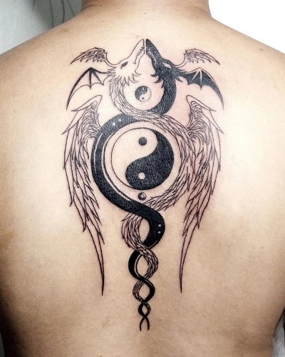 Yin Yang Dragon Tattoo for Women