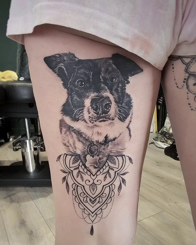Dog Mandala Tattoo for Women
