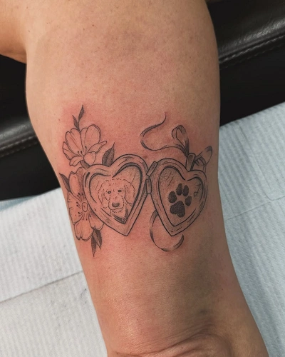 Dog Paw Heart Tattoo for Women