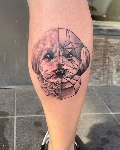Geometric Dog Tattoo for Women